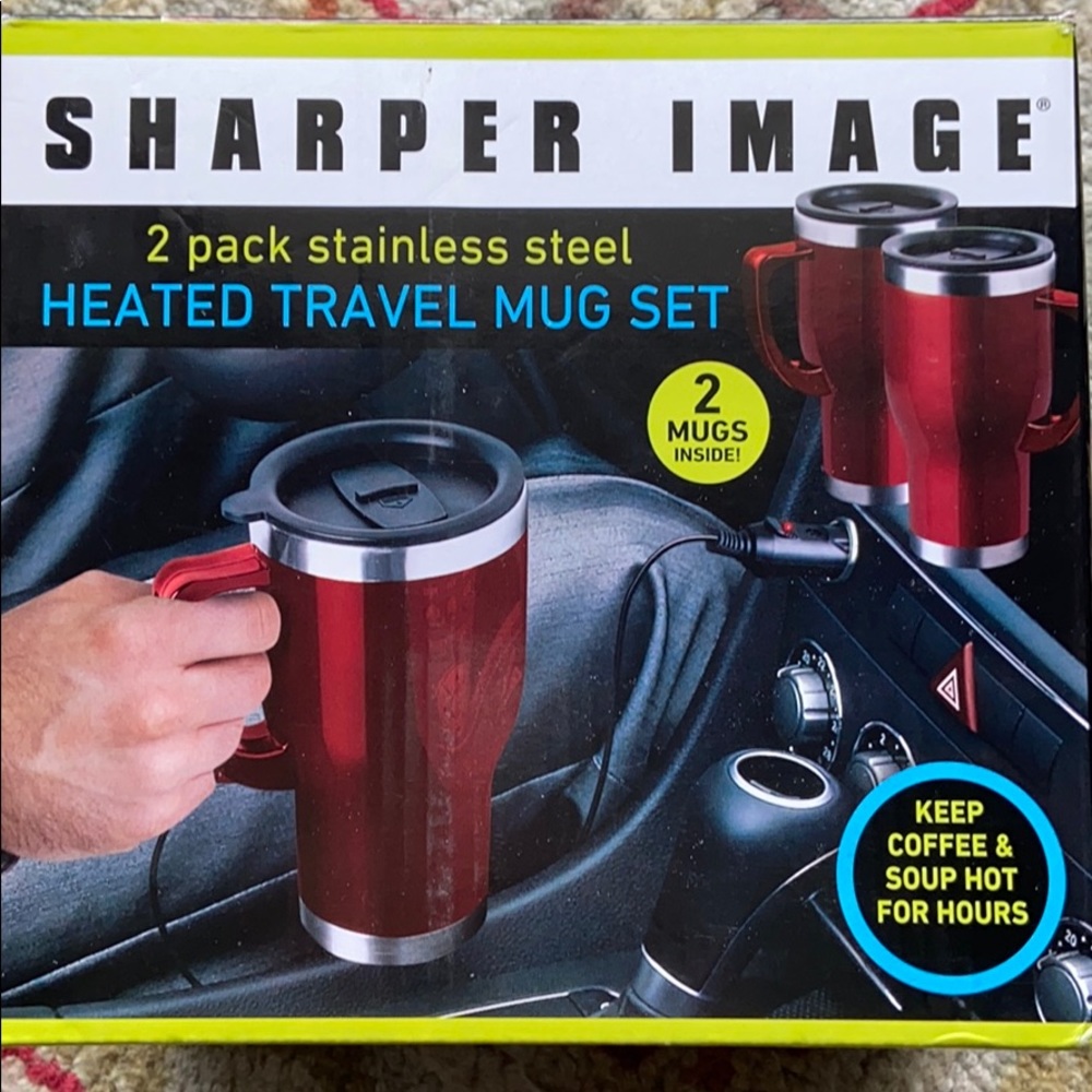 Set of two plug-in travel mugs